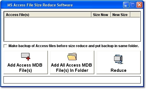MS Access File Size Reduce Software 7.0 : Main Window