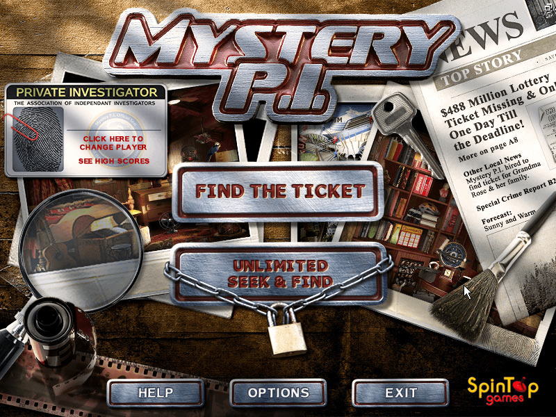 Mystery P.I. - The Lottery Ticket : Main Menu