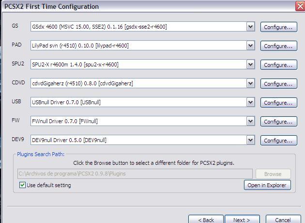 PCSX2 Especial Beta Edition 0.9 : Screenshot of the program setup.