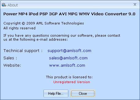 Power MP4 iPod PSP 3GP AVI MPG WMV Video Converter 9.0 : Version details