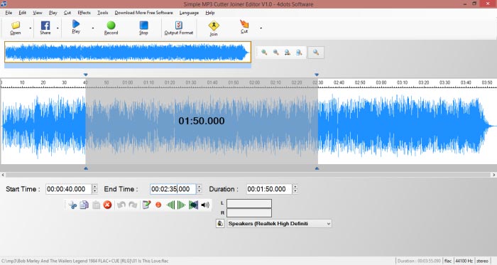 Simple MP3 Cutter Joiner Editor 1.0 : Main Window