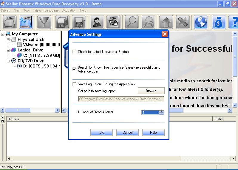 Stellar Phoenix (FAT & NTFS) 2.1 : advanced settings