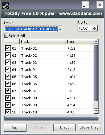 Totally Free CD Ripper 1.0 : Selecting Audio Tracks