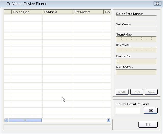 TruVision Device Finder 1.0 : Main window