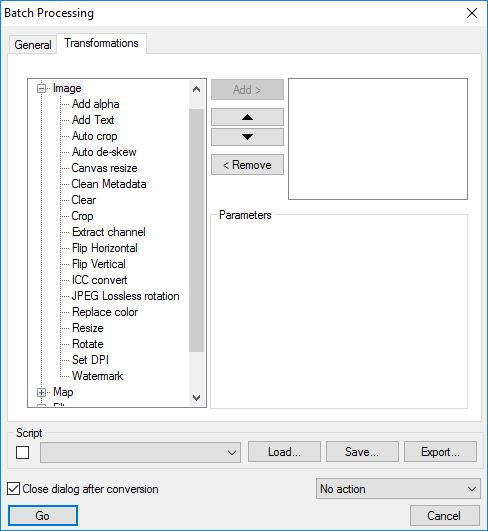 XnView 2.4 : Selecting Transformation Profiles For Batch Processing