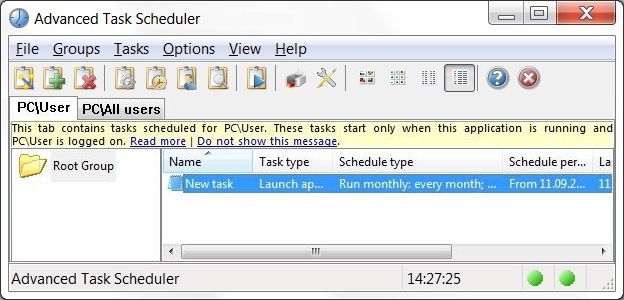 Advanced Task Scheduler 4.0 : Main Window