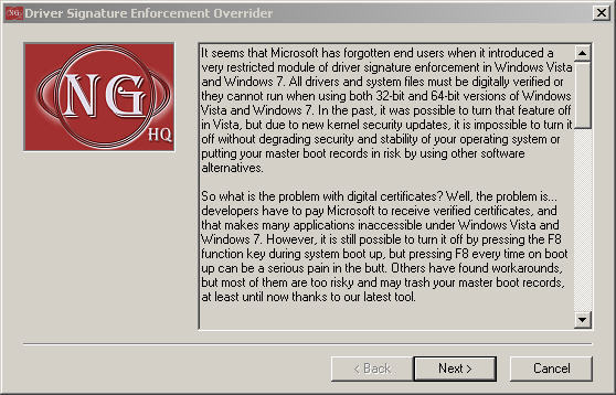 Digital Signature Enforcement Tool 1.3 beta : Main Window
