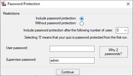 Multiple Choice Quiz Maker 18.6 : Password Protection