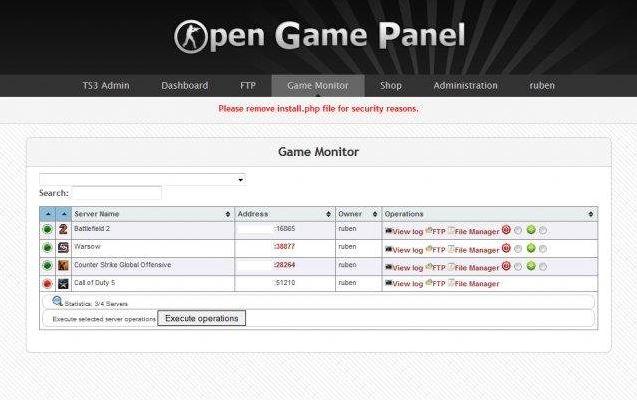Open Game Panel 1.4 : Main window