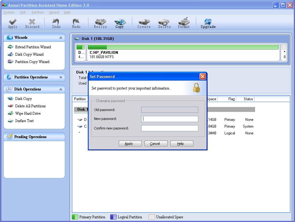 Partition Assistant Home Edition 3.0 : Adding Password Protection