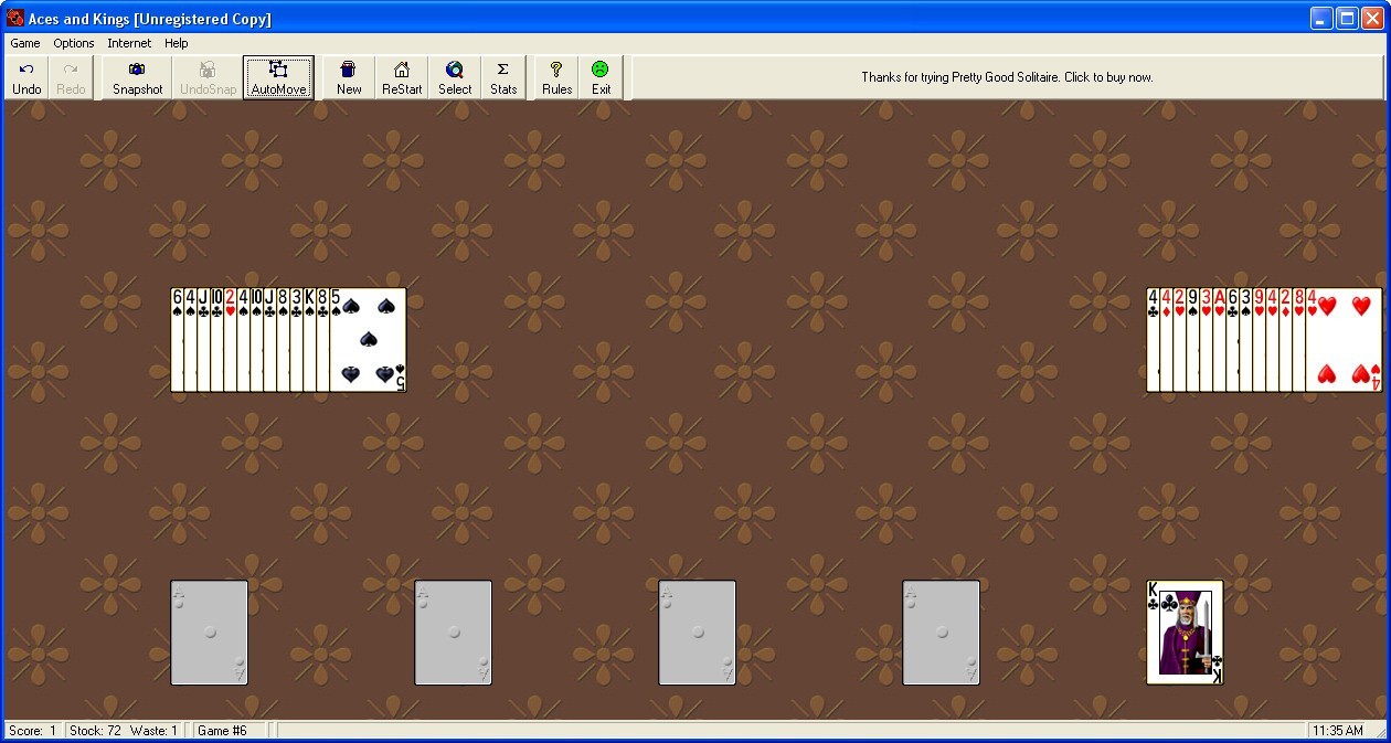 Pretty Good Solitaire 14.4 : Gameplay Window