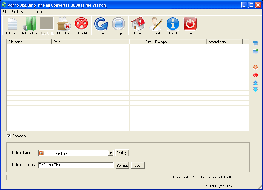 Pdf to Jpg Bmp Tif Png Converter 3000 7.4 : User interface