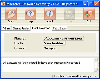 Peachtree Password Recovery 1.0 : Main Window