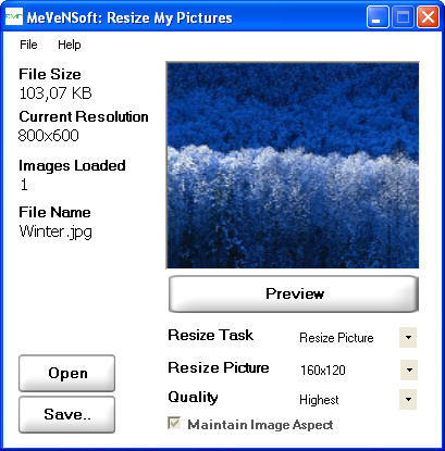 Resize My Pictures 1.0 beta : Main window