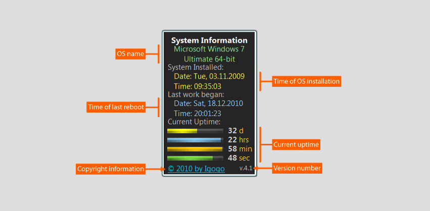 System Uptime Full Plus 8.1 : Main Window
