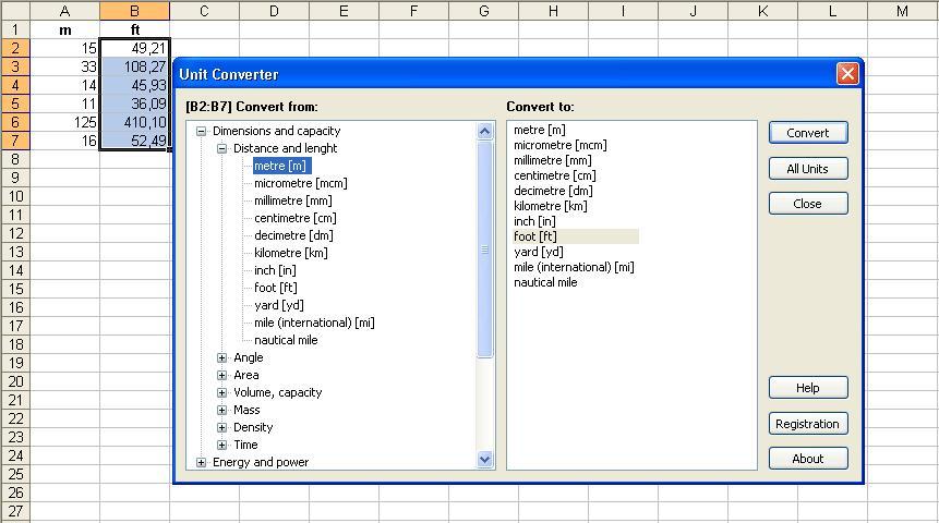 Unit Converter for Excel 3.3 : Main window