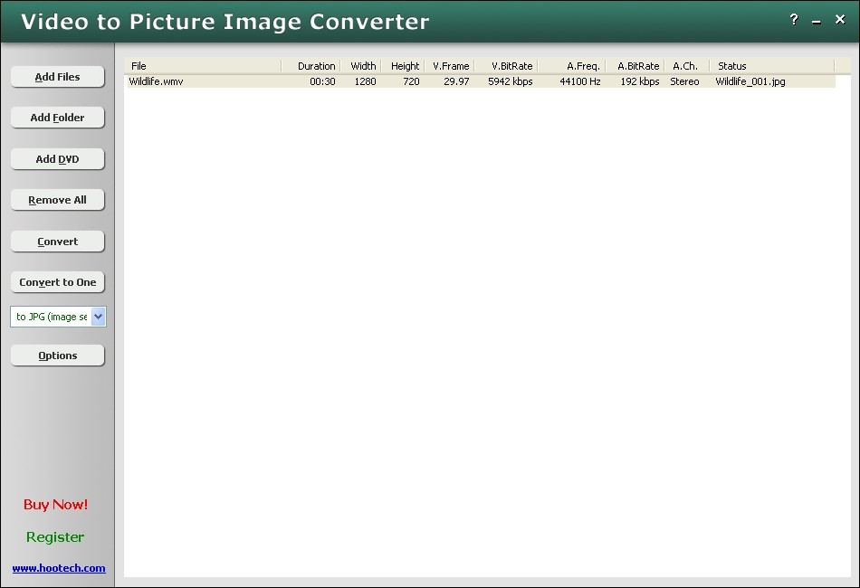 Video to Picture Image Converter 2.4 : Project Window