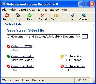 Webcam and Screen Recorder 4.8 : Main screen