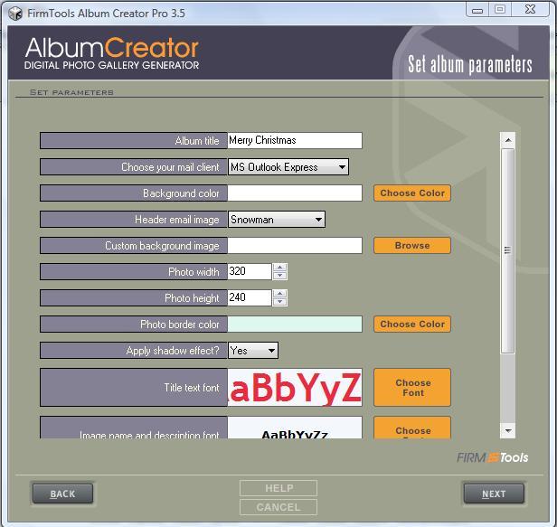 Album Creator 3.5 : Parameters