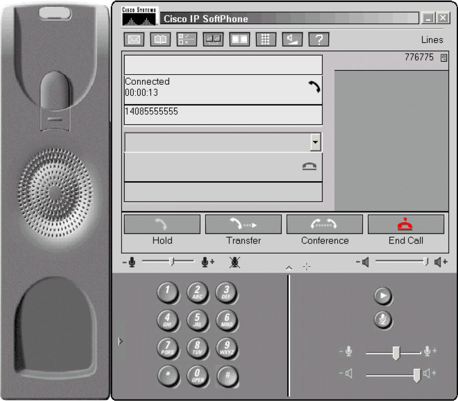 Cisco IP SoftPhone 1.3 : Main window