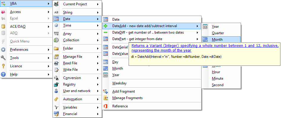 Code VBA 7.0 : Main window