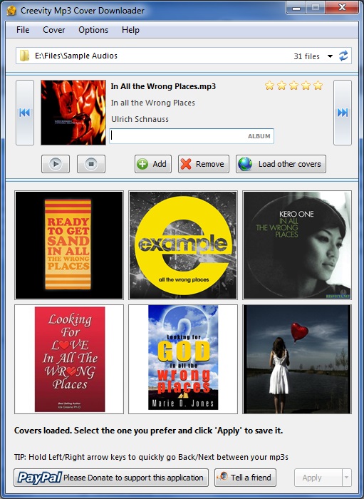 Creevity Mp3 Cover Downloader 1.4 : Select Cover