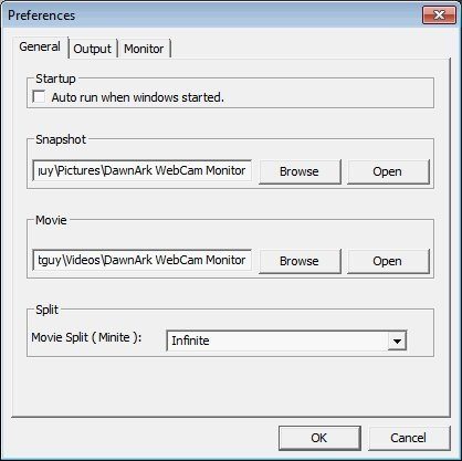 DawnArk WebCam Monitor 4.1 : General Preferences