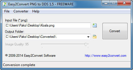 Easy2Convert PNG to DDS 1.5 : Main Interface