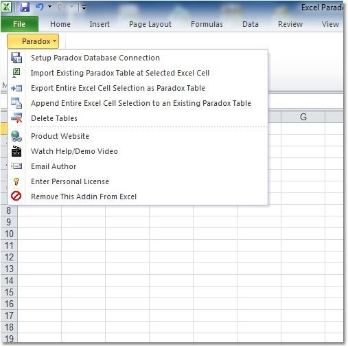 Excel Pardox Import, Export & Convert Software 7.0 : Main Window