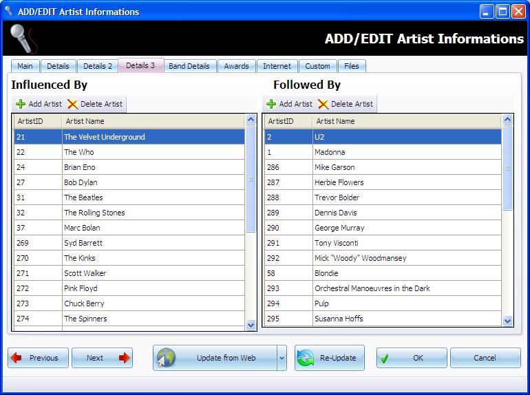 eXtreme Music Manager 1.0 : Editing Artist Information