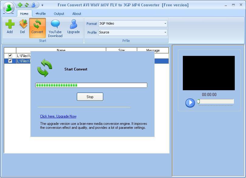 Free Convert AVI WMV MOV FLV to 3GP MP4 Converter 6.1 : Conversion in Progress