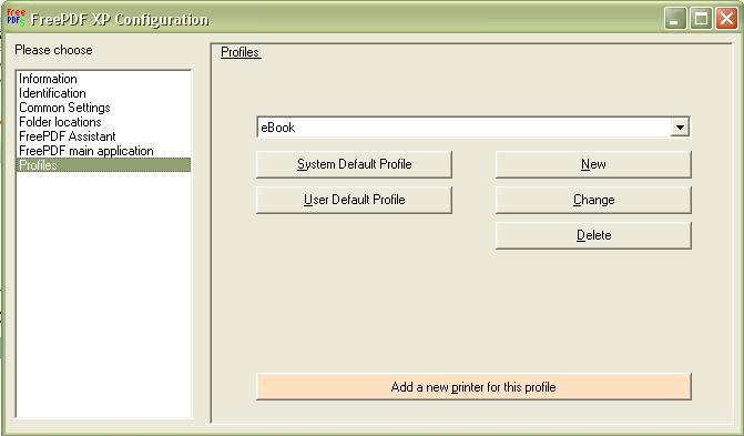 FreePDF 3.2 : Profile Settings