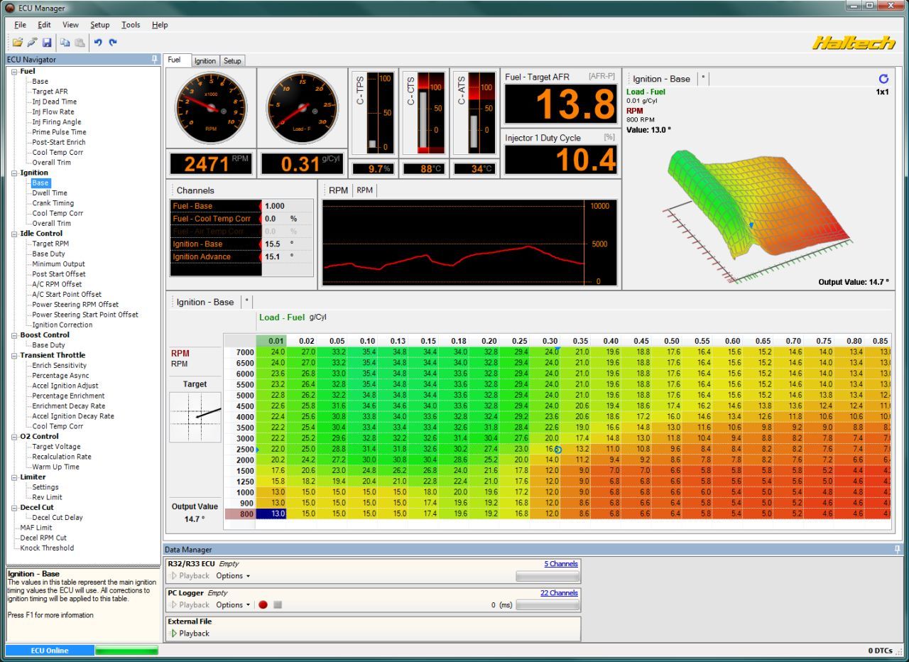 Haltech ECU Manager 1.0 : User interface.