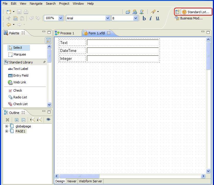 IBM Forms Designer 4.0 : Main window