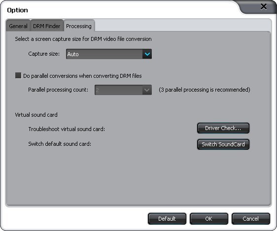 iSkysoft DRM Removal 1.1 : Settings Window