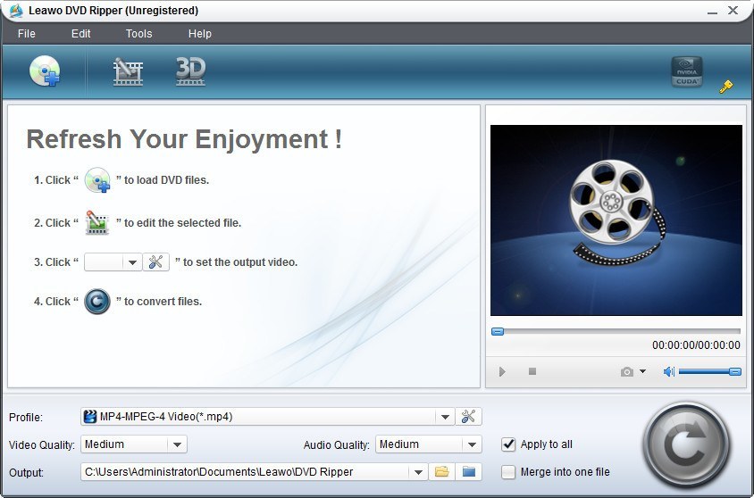 Leawo DVD to MP3 Converter 4.3 : Main Window
