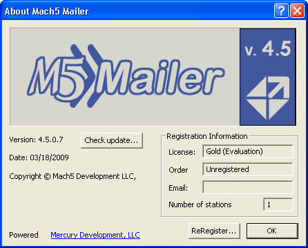 Mach5 Mailer 4.5 : About Window