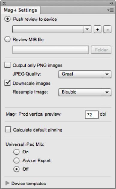 Mag+ for Adobe InDesign CS6 4.2 : Settings Window