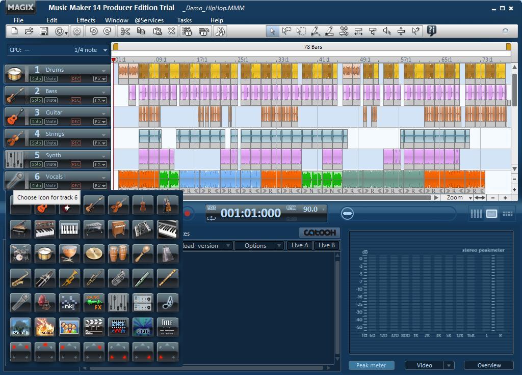 MAGIX Music Maker Producer Edition 13.0 : Main Window