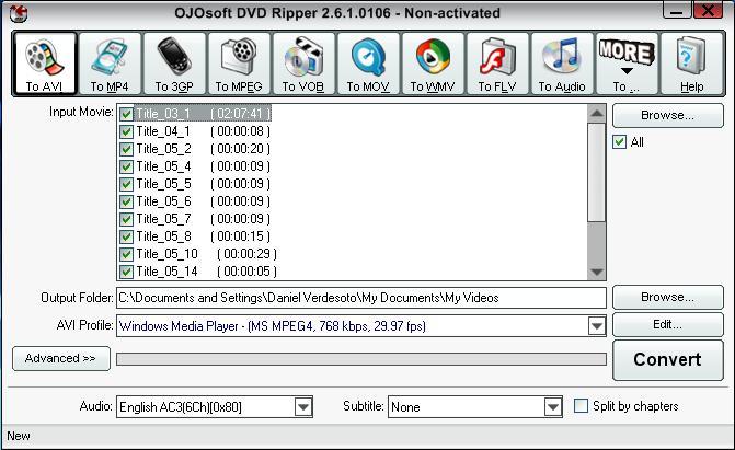OJOsoft DVD Ripper 2.5 : User Interface