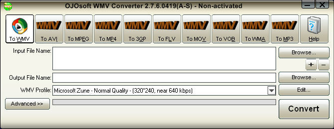 OJOsoft WMV Converter 2.7 : Main window
