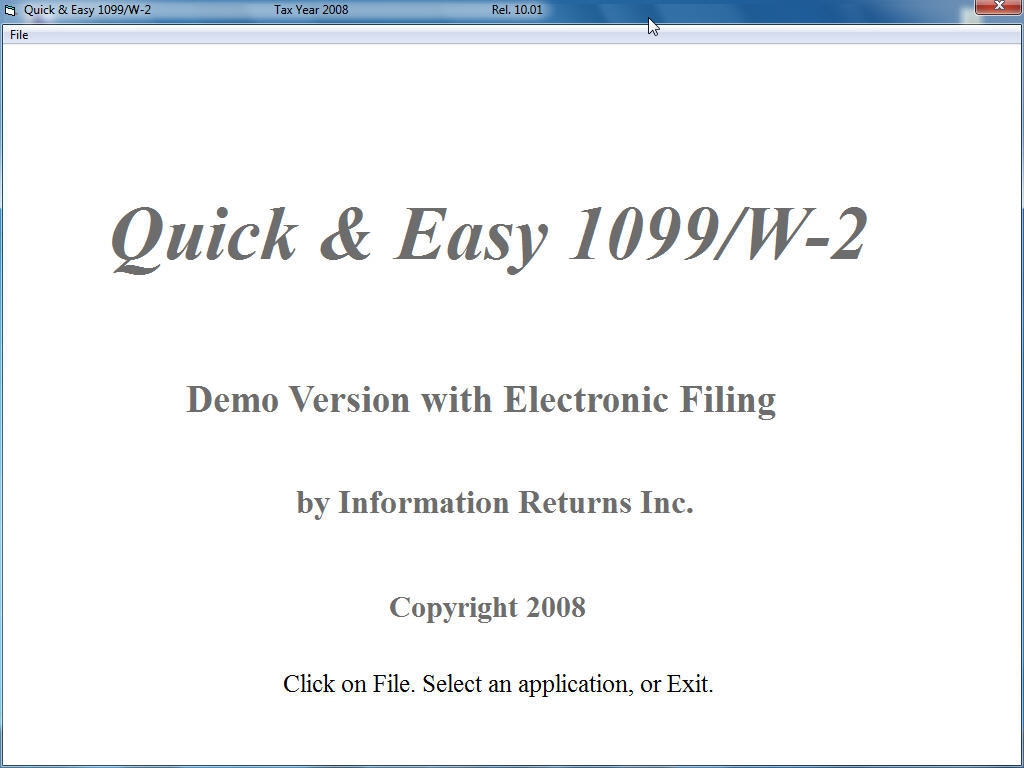 Quick & Easy 1099/W2 Unlimited BW - 2009 - Rel. File Server Installation 11.0 : Main window
