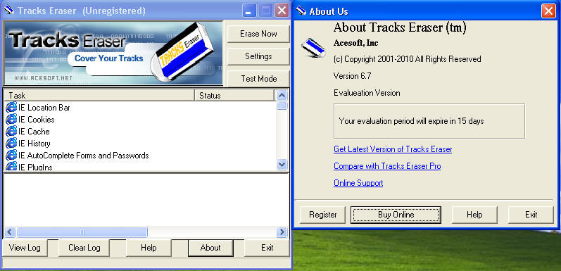 Tracks Eraser 6.7 : Main window