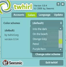 twhirl 0.9 : Choosing a color for the interface