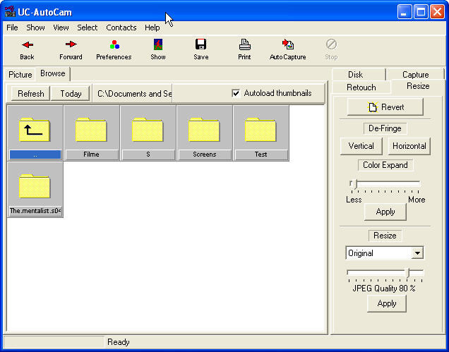 UC-AutoCam 2.1 : Main window