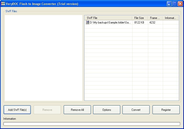 VeryDOC Flash to Image Converter 2.0 : Main window