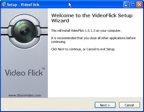 VideoFlick 1.0 : Setup Screen