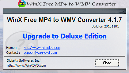 WinX Free MP4 to WMV Converter 4.1 : About window