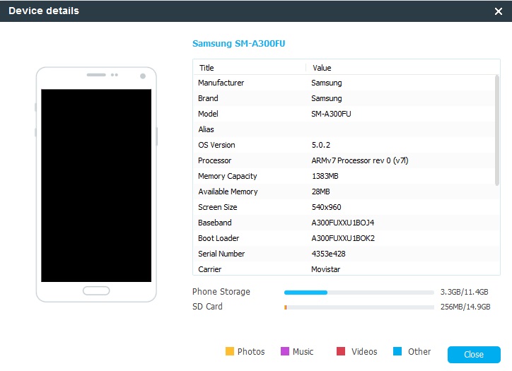 Wondershare MobileGo 8.2 : Device Info
