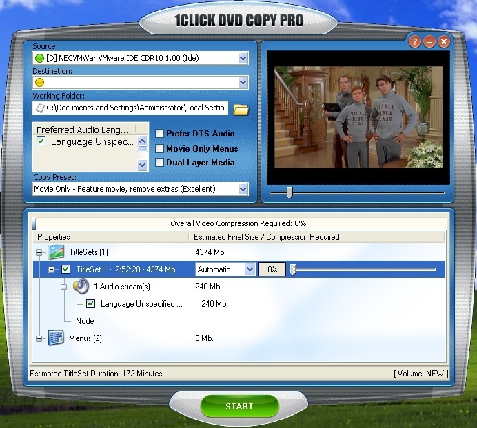1Click DVD Copy Pro 4.3 : Main Window